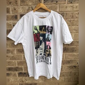 NWOT White Taylor Swift The Eras Tour Graphic Collage T-shirt size XL